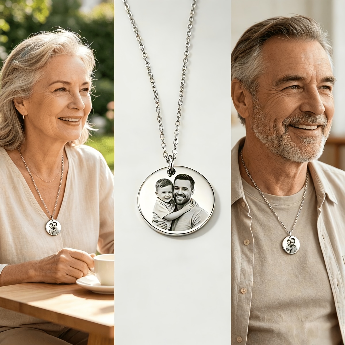Personalized Custom Round Pendant Necklace in Stainless Steel
